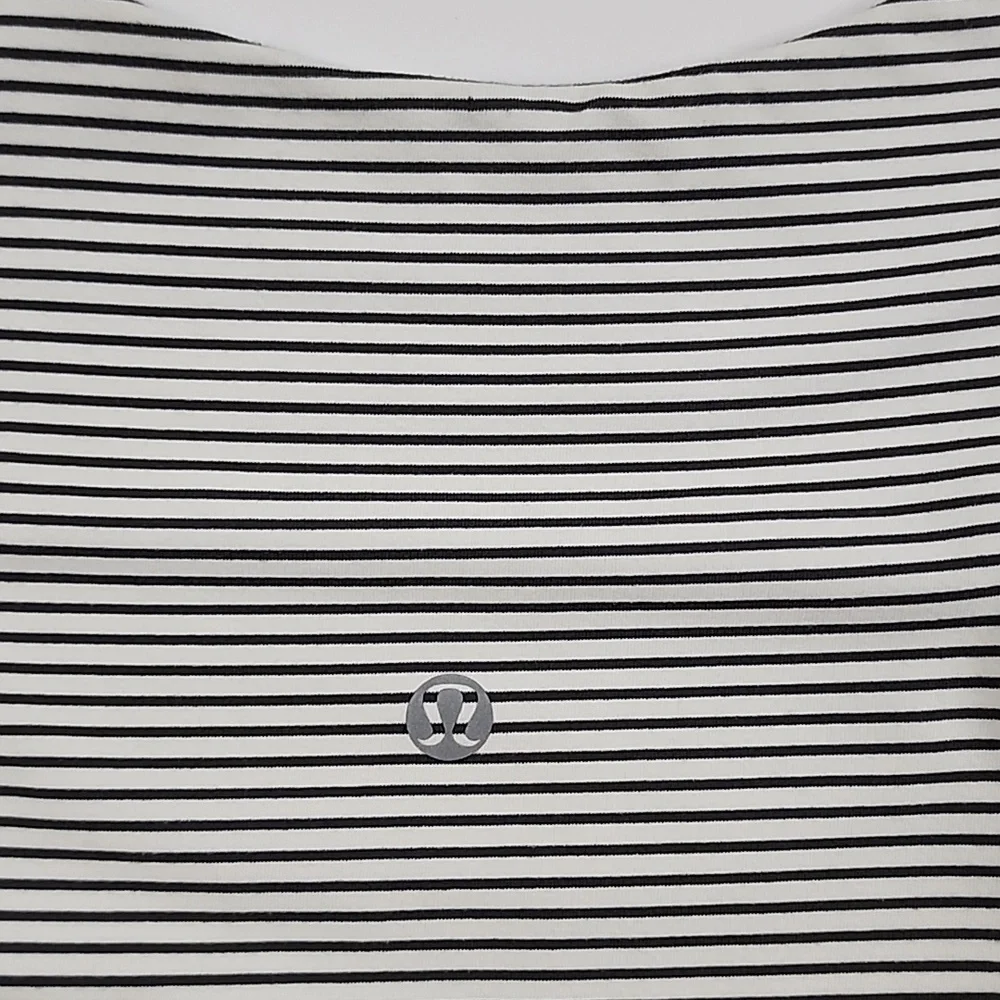 Lululemon Women's Racerback White Black Pin Striped Tank Top Stretch Size 6/8 - Picture 7 of 12